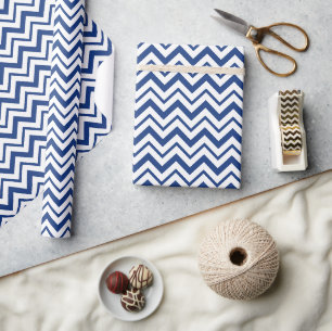 Blue Zig Zag Stripe Wrapping Paper