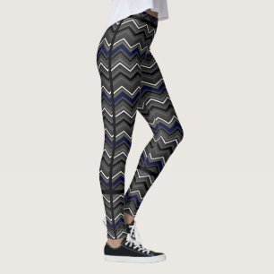 Blue Zig Zag with Black Striping...Guillain Barre Leggings