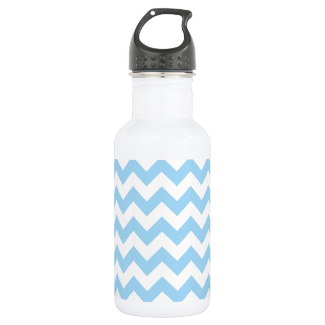 Blue Zigzag, Blue Chevron, Geometric Pattern 532 Ml Water Bottle (Front)