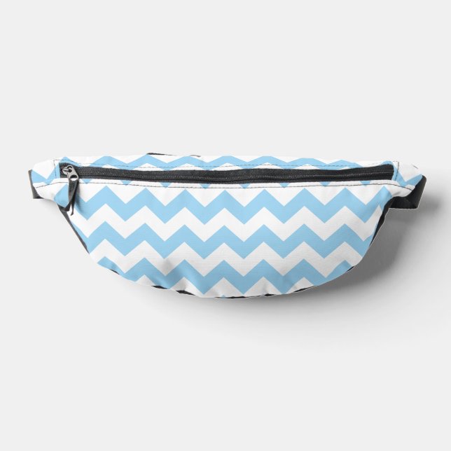 Blue Zigzag, Blue Chevron, Geometric Pattern Bum Bags (Lay Down)