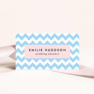 Blue Zigzag, Blue Chevron, Geometric Pattern Business Card