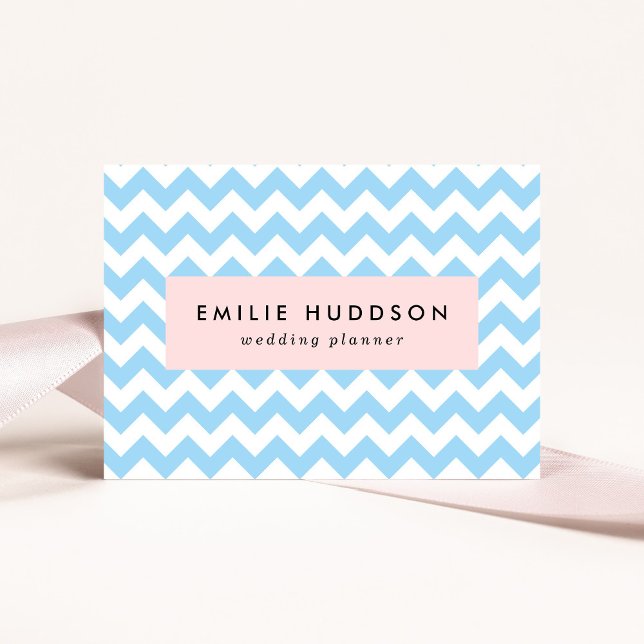 Blue Zigzag, Blue Chevron, Geometric Pattern Business Card (Creator Uploaded)