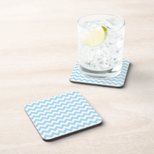 Blue Zigzag, Blue Chevron, Geometric Pattern Coaster