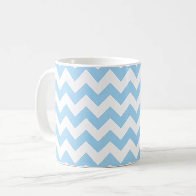 Blue Zigzag, Blue Chevron, Geometric Pattern Coffee Mug (Front Left)