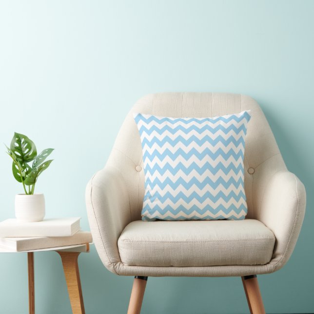 Blue Zigzag, Blue Chevron, Geometric Pattern Cushion (Chair)