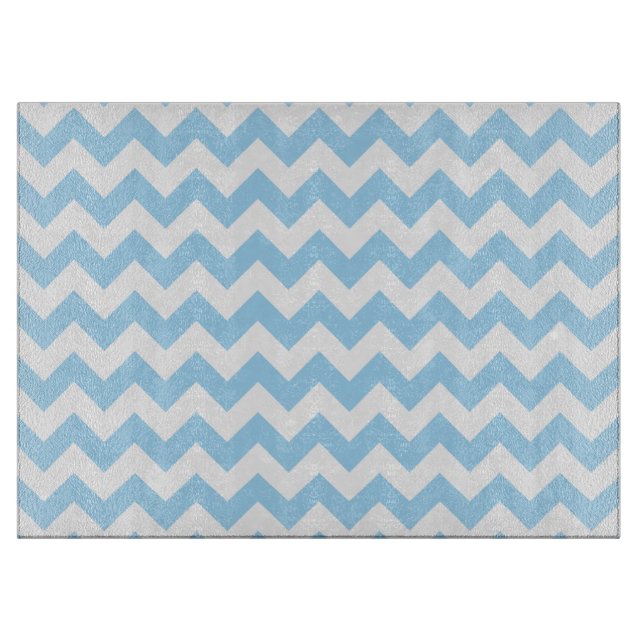 Blue Zigzag, Blue Chevron, Geometric Pattern Cutting Board (Front)