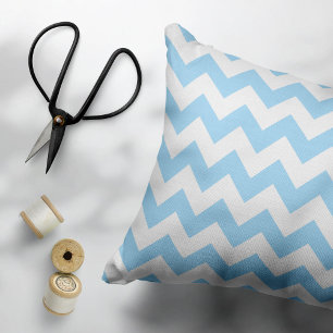 Blue Zigzag, Blue Chevron, Geometric Pattern Decorative Cushion