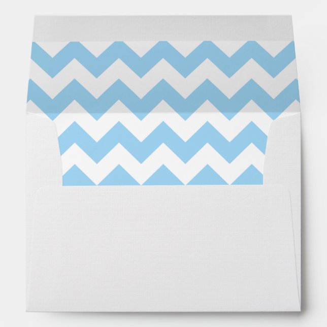 Blue Zigzag, Blue Chevron, Geometric Pattern Envelope (Back (Bottom))