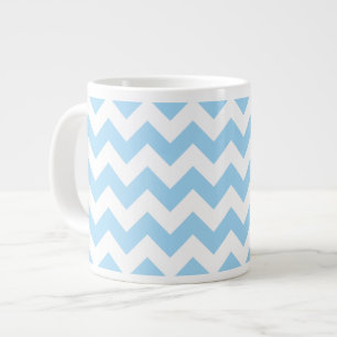 Blue Zigzag, Blue Chevron, Geometric Pattern Large Coffee Mug