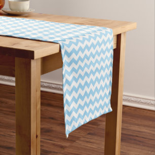 Blue Zigzag, Blue Chevron, Geometric Pattern Medium Table Runner