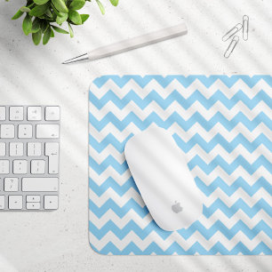 Blue Zigzag, Blue Chevron, Geometric Pattern Mouse Pad