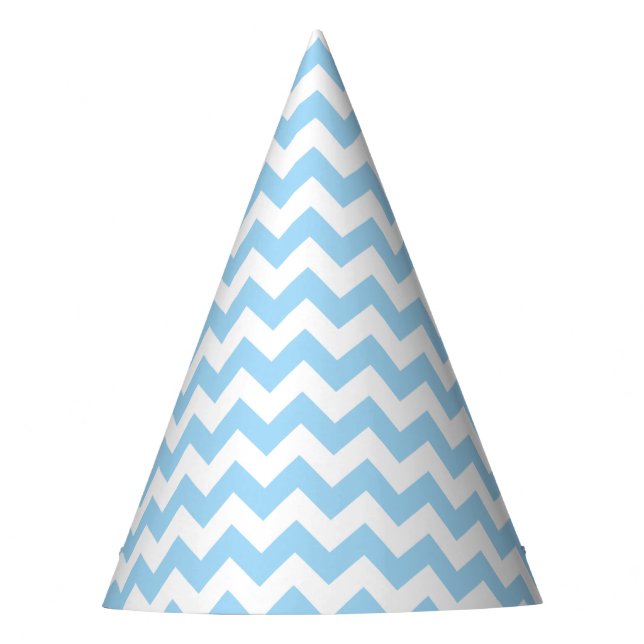Blue Zigzag, Blue Chevron, Geometric Pattern Party Hat (Front)