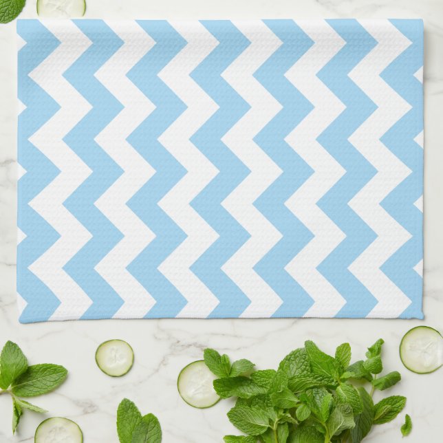 Blue Zigzag, Blue Chevron, Geometric Pattern Tea Towel (Folded)
