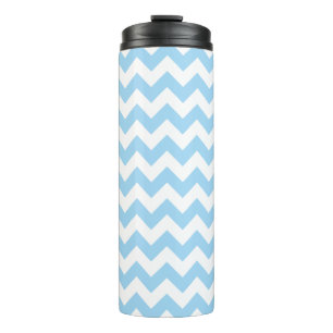 Blue Zigzag, Blue Chevron, Geometric Pattern Thermal Tumbler