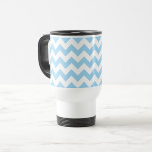 Blue Zigzag, Blue Chevron, Geometric Pattern Travel Mug