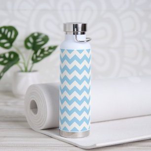 Blue Zigzag, Blue Chevron, Geometric Pattern Water Bottle
