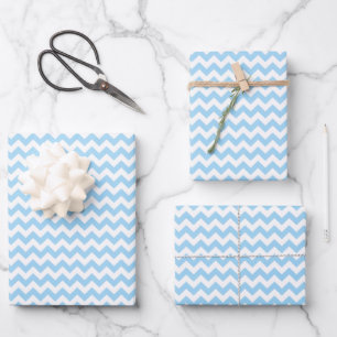 Blue Zigzag, Blue Chevron, Geometric Pattern Wrapping Paper Sheet