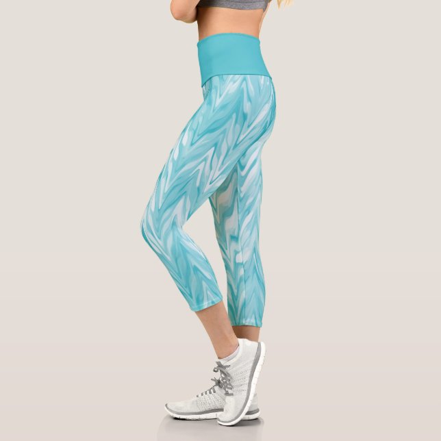 Blue Zigzag Capri Leggings (Left)
