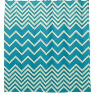 Blue-Zigzag-lined-ShowerCurtain Shower Curtain