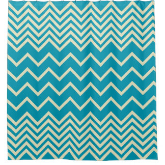Blue-Zigzag-lined-ShowerCurtain Shower Curtain