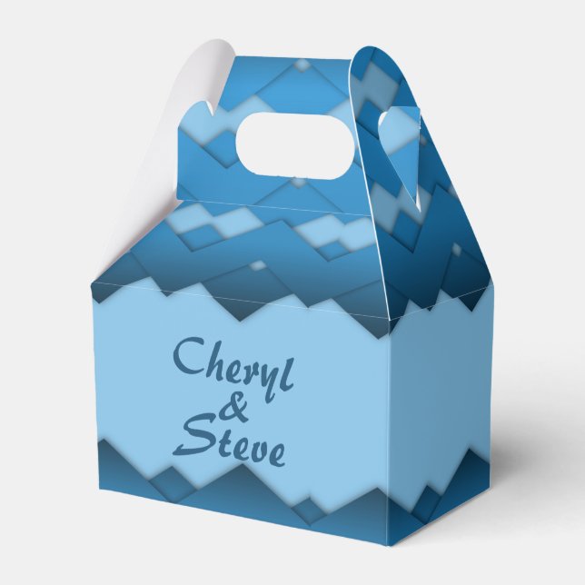 Blue Zigzag Monogram Favour Box (Front Side)