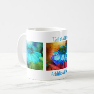 Blue Zinnia Floral Art Personalised Coffee Mug