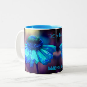 Blue Zinnia Flower Art Personalised Two-Tone Coffee Mug