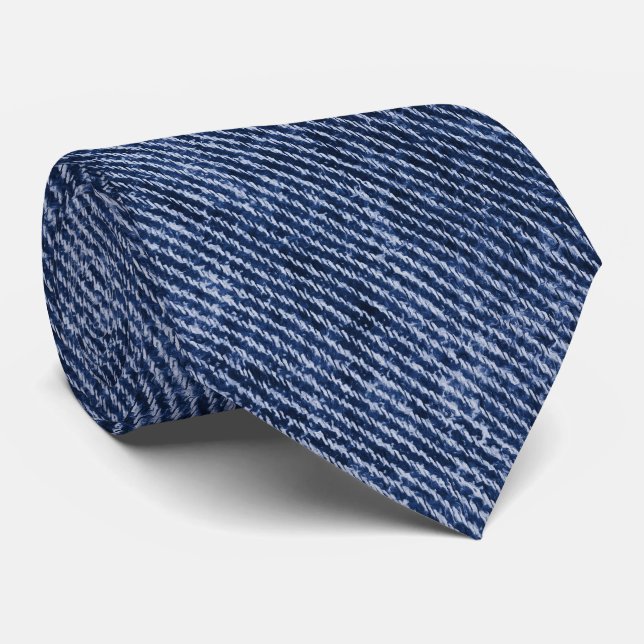 Blue Zodiac Denim Pattern Tie (Rolled)