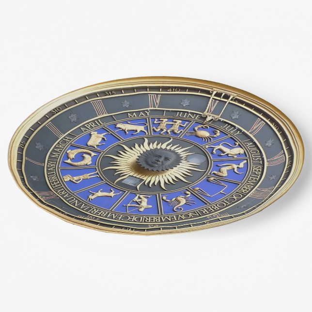 Blue Zodiac Wheel Paper Plate (Angled)