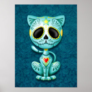 Blue Zombie Sugar Kitten Poster