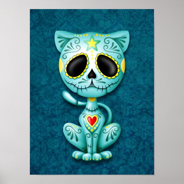 Blue Zombie Sugar Kitten Poster (Front)