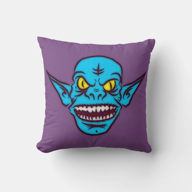 blue zombie troll demon pillow (Front)
