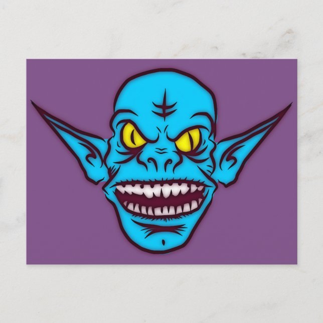 blue zombie troll demon postcard (Front)