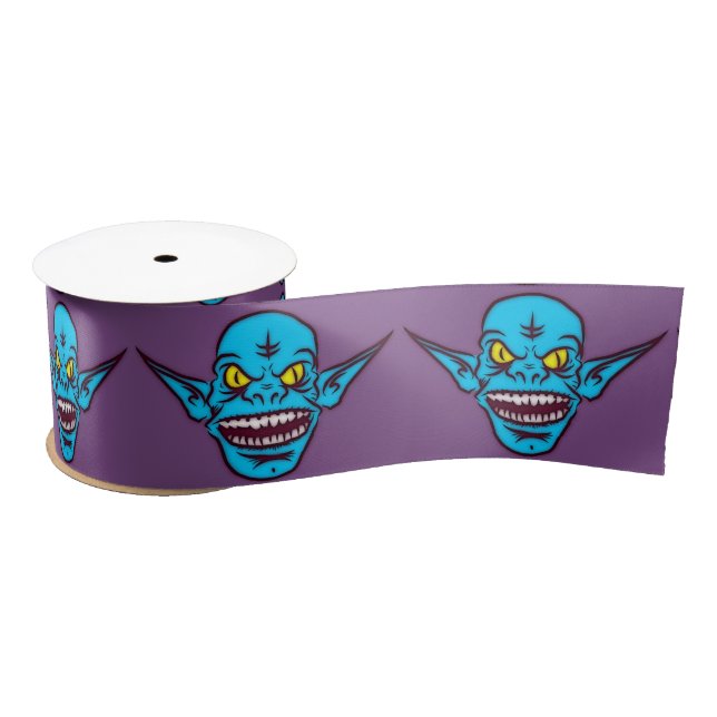 blue zombie troll demon ribbon satin ribbon (Spool)