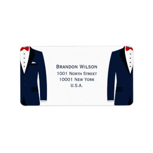 BlueAnd White Gay Wedding Address Labels
