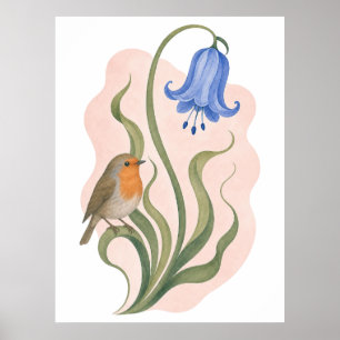 Bluebell and Robin Wall Art