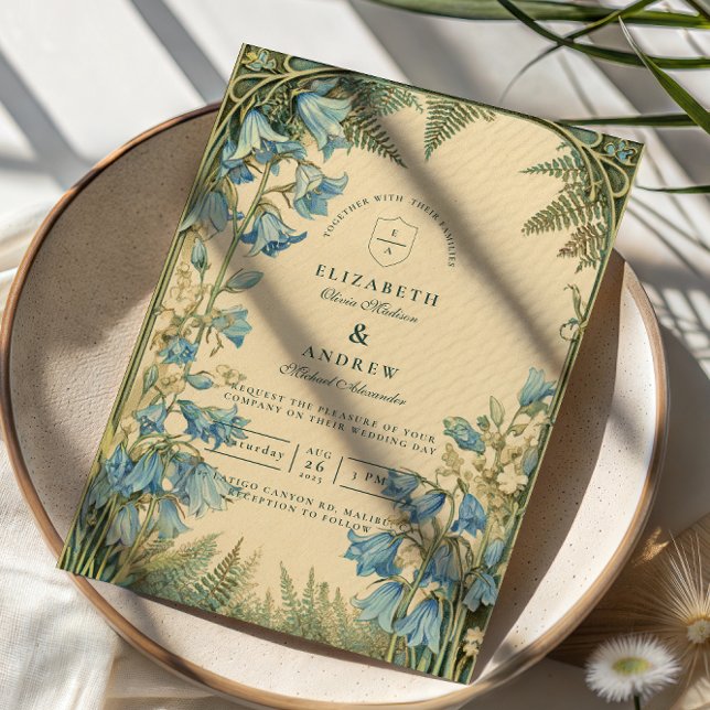 Bluebell Art Nouveau Wedding Invitation (Creator Uploaded)