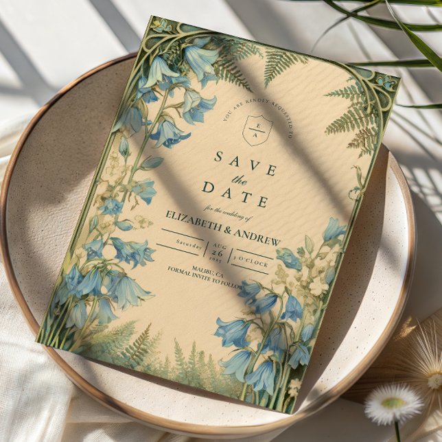 Bluebell Art Nouveau Wedding Save The Date (Creator Uploaded)