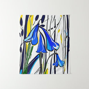 Bluebell Flower Abstract Art Floral Colourful Tapestry
