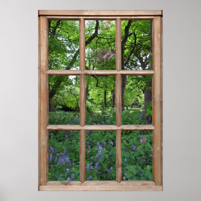 Bluebell Garden View from a Window Poster (Front)