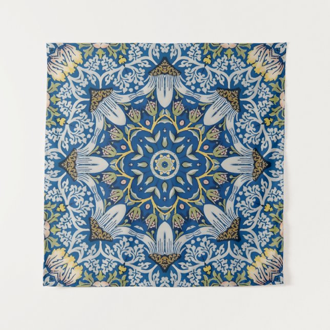 Bluebell Harmony – Floral Mandala Tapestry (Front)