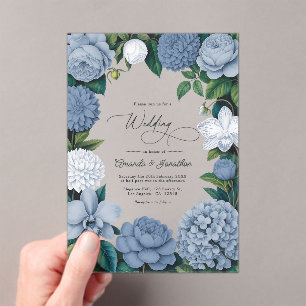 Bluebell Haze, Pale Delft & Cloud White Wedding Acrylic Invitations