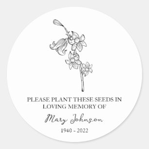 Bluebell Memorial Funeral Seed Packet Classic Round Sticker
