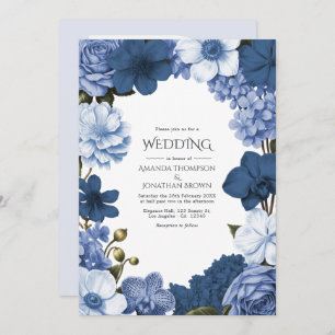 Bluebell Smoke, Marine Slate & Winter Sky Wedding Invitation