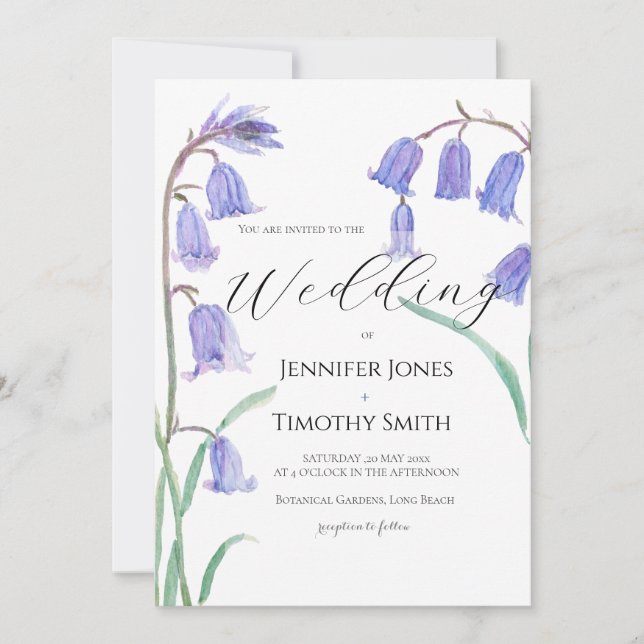 bluebell watercolor wedding invitation  (Front)