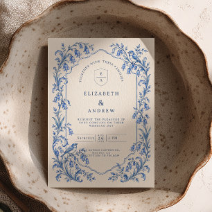 Bluebell Wedding Blue Chinoiserie Birds Invitation