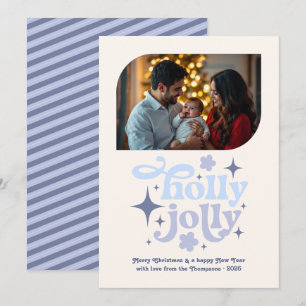 Bluebell Whisper Modern Blue Christmas Photo Holiday Card