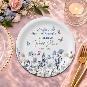 Bluebell Wildflowers Butterflies Bridal Shower Paper Plate