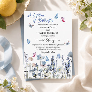 Bluebell Wildflowers Butterflies Wedding Invitation