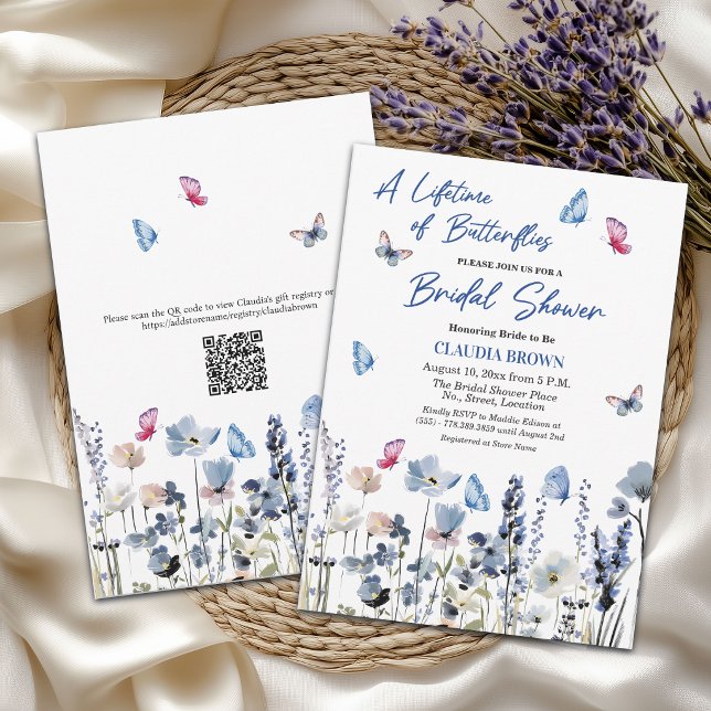 Bluebell Wildflowers QR Code Bridal Shower Invitation (Creator Uploaded)